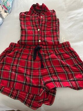 J. Crew Red Plaid Two-Piece Pajama Set